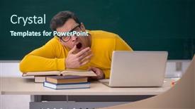  Presentation with classroom - Slide deck having young-male-student-sitting background and a ocean colored foreground