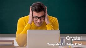  Presentation with classroom - Theme with young-male-student-sitting background and a coral colored foreground