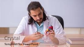  Presentation with human anatomy - PPT theme featuring young-male-student-studying-human background and a coral colored foreground