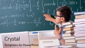  Presentation with math notebook for high school - Cool new PPT theme with young male student studying math backdrop and a  colored foreground
