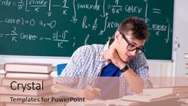  Presentation with math - Audience pleasing theme consisting of young male student studying math backdrop and a  colored foreground