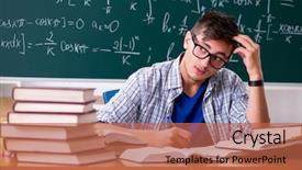  Presentation with math - Audience pleasing theme consisting of young male student studying math backdrop and a  colored foreground