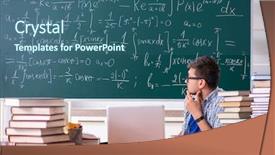  Presentation with student writing - Cool new theme with young male student studying math backdrop and a ocean colored foreground