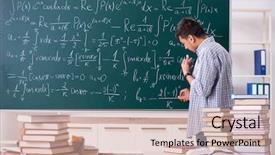 Presentation with math - Colorful PPT theme enhanced with young male student studying math backdrop and a soft green colored foreground
