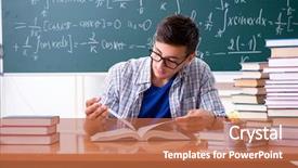  Presentation with math - Presentation design having young male student studying math background and a red colored foreground