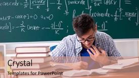  Presentation with math law of sine - Cool new PPT layouts with young male student studying math backdrop and a coral colored foreground