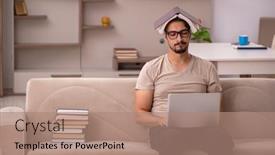  Presentation with home - Presentation consisting of young-male-student-studying background and a coral colored foreground