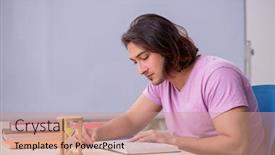  Presentation with classroom management - Presentation with young-male-student background and a coral colored foreground