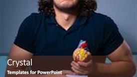  Presentation with classroom - PPT theme consisting of young-male-student background and a tawny brown colored foreground