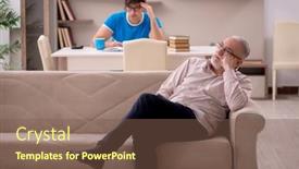  Presentation with grandfather - Presentation design with young-male-student background and a violet colored foreground