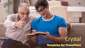  Presentation with grandfather - Presentation theme consisting of young-male-student background and a tawny brown colored foreground