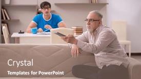  Presentation with grandfather - Slides featuring young-male-student background and a coral colored foreground