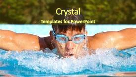  Presentation with swimming pool - Presentation having young male swimmer in swimming background and a tawny brown colored foreground