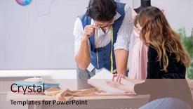  Presentation with black male female fashion - Presentation theme enhanced with young male tailor teaching female background and a  colored foreground