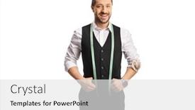  Presentation with tape - Presentation theme with young-male-tailor background and a  colored foreground