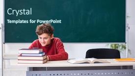  Presentation with classroom - Amazing slide set having young-male-teacher-and-schoolboy backdrop and a ocean colored foreground