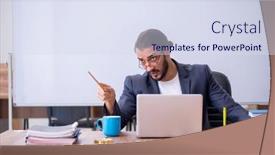  Presentation with classroom management strategies - Presentation theme consisting of young-male-teacher background and a sky blue colored foreground