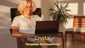  Presentation with remote work - Presentation theme enhanced with young-male-tech-user-relaxing background and a tawny brown colored foreground