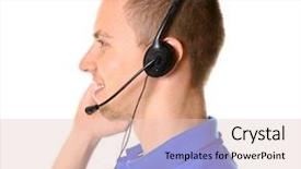  Presentation with technical support - Slides having young male technical support dispatcher background and a lemonade colored foreground