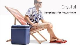  Presentation with tourist - Beautiful presentation theme featuring young-male-tourist-sitting backdrop and a white colored foreground