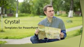  Presentation with russia city - Amazing slide set having circuit touristique - young male tourist with map backdrop and a yellow colored foreground