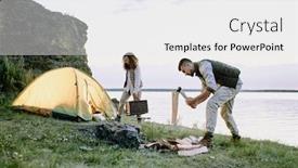  Presentation with traveler - Colorful presentation theme enhanced with young-male-traveler-with-ax backdrop and a white colored foreground