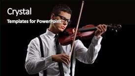  Presentation with acoustic - Presentation featuring young male violinist playing background and a black colored foreground