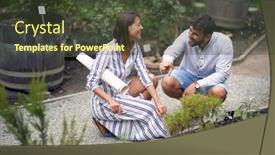  Presentation with guide questions - Cool new PPT layouts with young-male-visitor-asking-questions backdrop and a tawny brown colored foreground