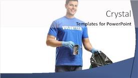  Presentation with volunteer - Presentation design consisting of young-male-volunteer-holding background and a white colored foreground