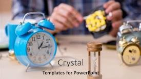  Presentation with workshop - Presentation design consisting of young-male-watchmaker-working background and a lemonade colored foreground