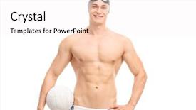  Presentation with water polo - PPT layouts with young male water polo player background and a  colored foreground