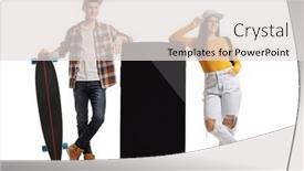  Presentation with phone - Colorful presentation design enhanced with young-male-with-a-longboard backdrop and a light gray colored foreground