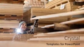  Presentation with warehouse - Presentation enhanced with young-male-worker-in-timber background and a coral colored foreground