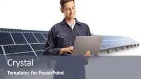 Presentation with solar - PPT layouts enhanced with young-male-worker background and a gray colored foreground