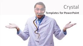  Presentation with reptile python snakeskin leather snake - PPT theme featuring young-male-zoologist-with-snake background and a white colored foreground