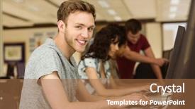  Presentation with computer science university - Cool new slides with classmates working in the computer backdrop and a coral colored foreground