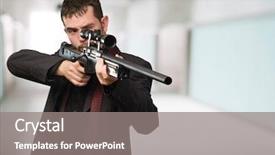  Presentation with building electrical services - PPT layouts featuring young man aiming with rifle background and a gray colored foreground