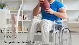  Presentation with american football - Presentation theme consisting of young-man-american-football-player background and a light gray colored foreground