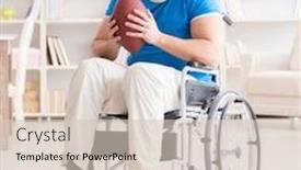  Presentation with american football - Presentation theme featuring young-man-american-football-player background and a lemonade colored foreground