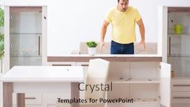  Presentation with young man on the phone - Slide set enhanced with young-man-and-a-lot background and a mint green colored foreground