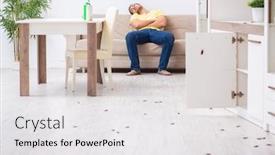  Presentation with safety home inspections - PPT theme having young-man-and-a-lot background and a white colored foreground