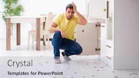  Presentation with home equity - Theme with young-man-and-a-lot background and a light blue colored foreground