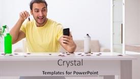  Presentation with home - Amazing slide deck having young-man-and-a-lot backdrop and a light gray colored foreground