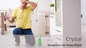  Presentation with home - Audience pleasing slides consisting of young-man-and-a-lot backdrop and a light gray colored foreground