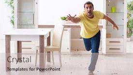  Presentation with special education young adult man - Slides enhanced with young-man-and-a-lot background and a soft green colored foreground