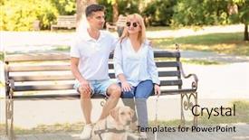 Presentation with dog park - Audience pleasing PPT theme consisting of young man and blind woman backdrop and a lemonade colored foreground