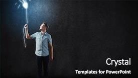  Presentation with electrical - Audience pleasing presentation theme consisting of young man and electrical bulb backdrop and a black colored foreground