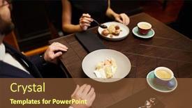  Presentation with dessert - Colorful slide set enhanced with having dessert and aromatic coffee backdrop and a tawny brown colored foreground