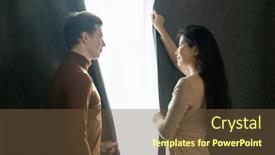  Presentation with curtains - Slides featuring young-man-and-his-wife background and a tawny brown colored foreground