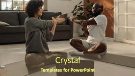  Presentation with exercise trainer - Slide deck enhanced with young-man-and-his-wife background and a tawny brown colored foreground